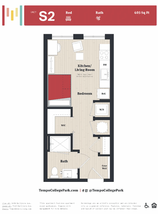 Floor Plan - Tempo, Studio Apartment: RENT NEGOTIABLE
