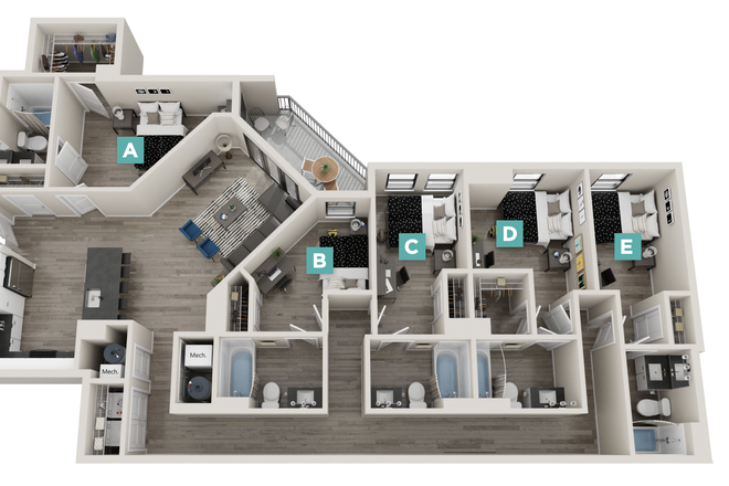 floor plan enfield 5x5 - The Standard College Park