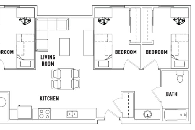 Floorplan - Plaza Verde II 4B 2B - Single Room, Shared Bathroom (Female Only)
