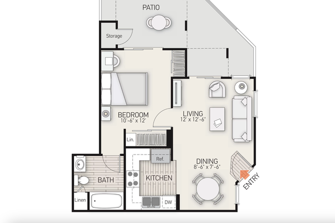Floor plan - 1 Bedroom UTC Apartment Sublease for Fall