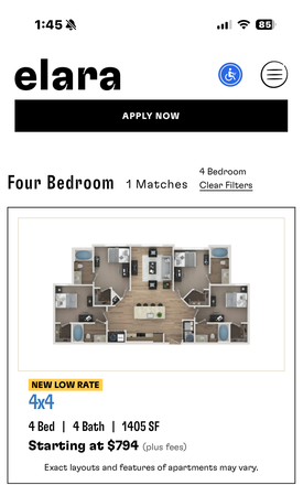 Bedroom, Kitchen, Bathroom, Laundry room - Elara Apartments