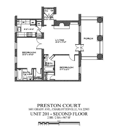 Floorplan - Preston Court | 2Bedroom, 2Bathroom Apartment Available for the 2026-2027 School Year