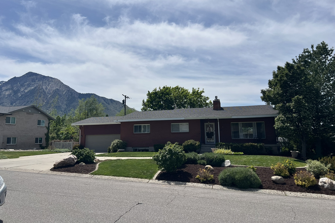 Front of home - 1500 sq ft walkout bsmt apt at base of Millcreek canyon, view of Mt Olympus