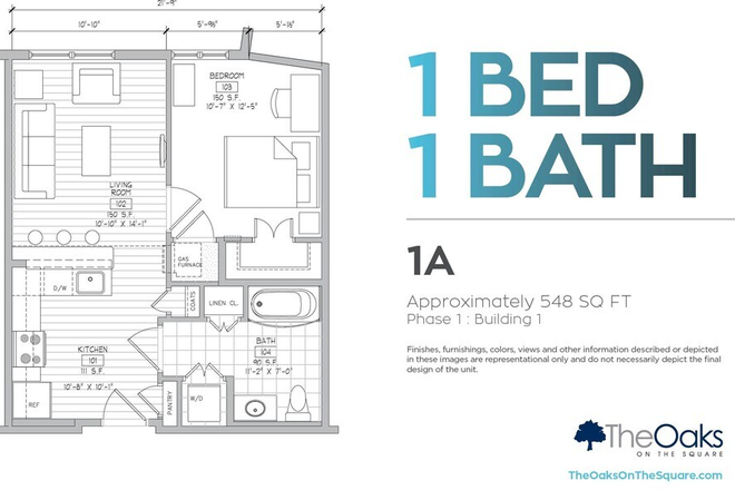 Typical layout plan and size of the apartment. - LEASE TRANSFER! February 2026! Oaks on the Square