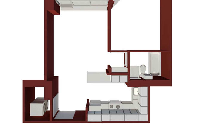 Floorplan - 1B1B Near HBS | Balcony, Gym & Study Rooms Apartments