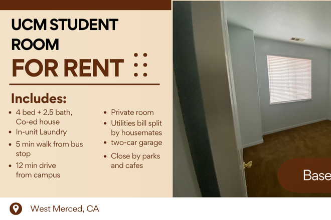 bedroom photo - 4 bedroom co-ed house, 1 room available. UCM students only