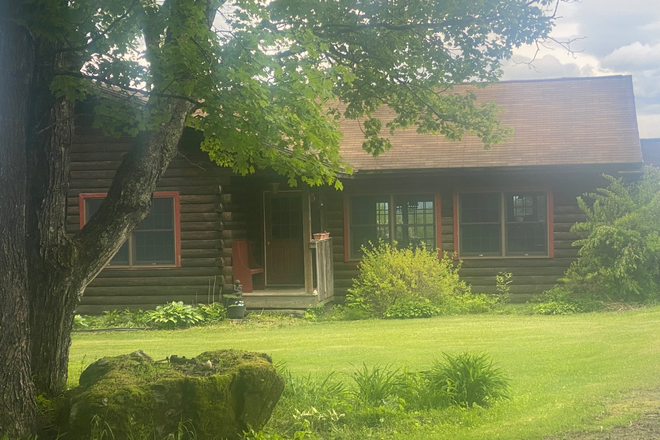 Yard front door - Tunbridge log home