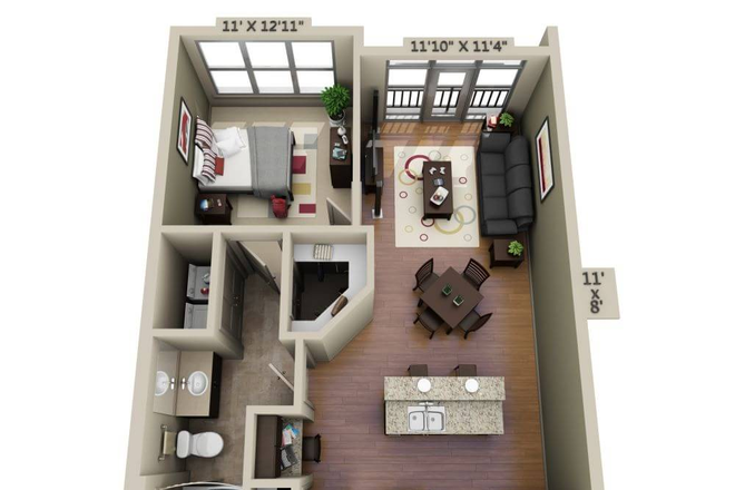 Unit Overview - 1 Bedroom at Domain, College Park