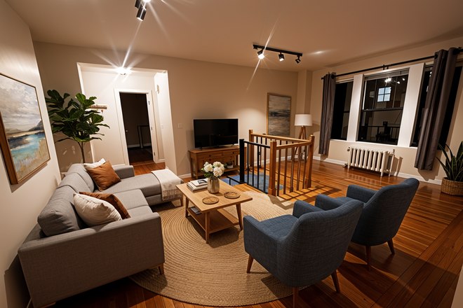 living room (virtually staged) - LOCATION!! **NO BROKERS FEE!! FURNISHED!! 4 BED/2BATH AVAILABLE 7/1/26! HEAT&HOT WATER INCLU.!