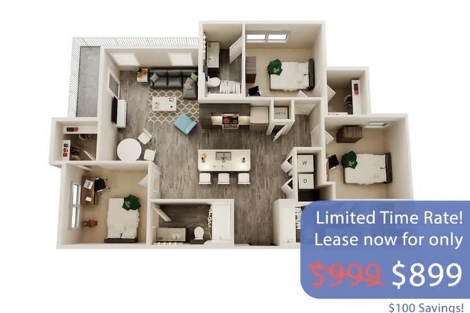 Floor Plan of Entire Apartment - IQ Luxury Apartments