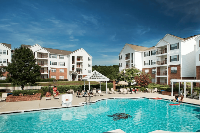 The Courtyards' Pool & Apartments - The Courtyards at UMD – Bedroom B, 2-Bedroom/2-Bathroom, In-Unit Washer/Dryer & Pool