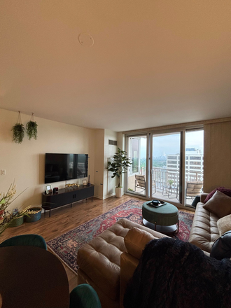 Living Room - 1 Bedroom w/ Large Den! Indoor access to Target & Life Time, Panoramic views of Lake & Downtown Chi