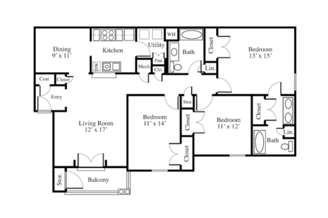 Floorplan - Yorktown Commons Apartment