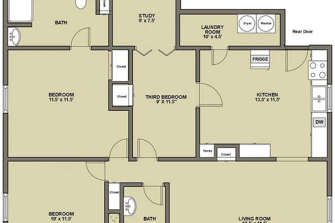Floorplan - Room for rent in 3 Bed / 2 Bath house in bikeable range to campus