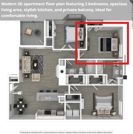 Red box indicates available bedroom - Lumin East Cobb