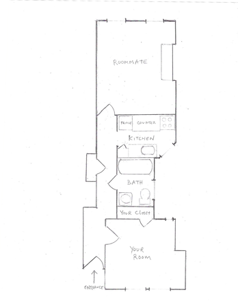 Floor plan - West Village, sunny, furnished room in shared home, August 15, for female roommate, $2,100