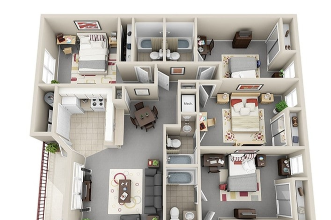Multiple floor plans, all units are similar in style. - Riverwind At Alafaya Trail Apartments