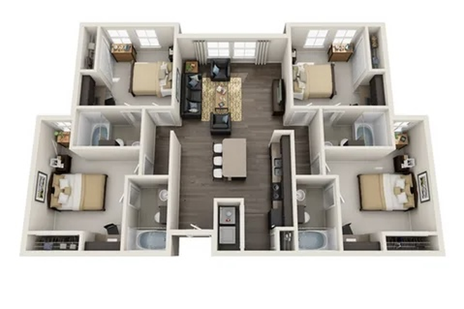 Layout of whole apartment, contact me for video - Terra 4x4 apartment