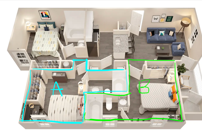 Bedroom B, private bathroom - 🏡 ON20 Gainesville — Female Sublease | Jan–July 2027