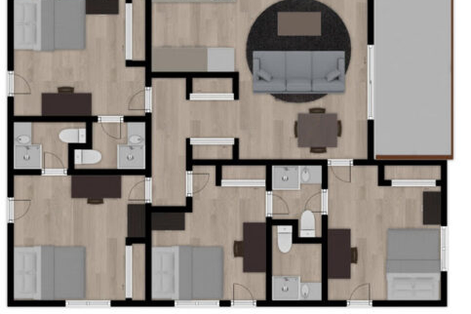 Floor Plan of whole apartment - Capri Woodside Manor, Quad with Balcony Apartments