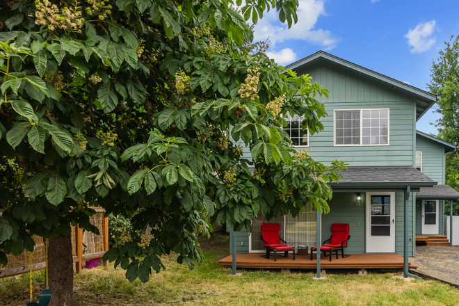 Front of Duplex - Close-In, Sunny, Pet-friendly, 2-bedroom with Yard, and a 9-month Lease!