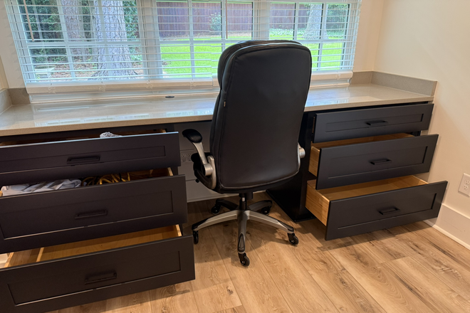 Desk drawer storage - Clairmont Heights - New room with kitchenette, built in desk, separate entrance, utilities included