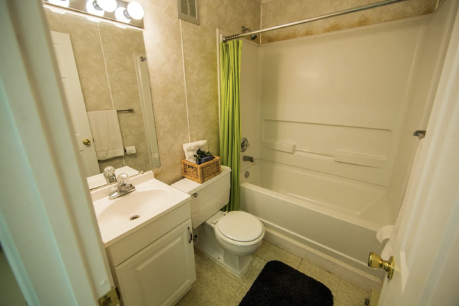Bathroom -- has been painted and updated - Crestview Studio Apartment for Rent Jan-July 2027!