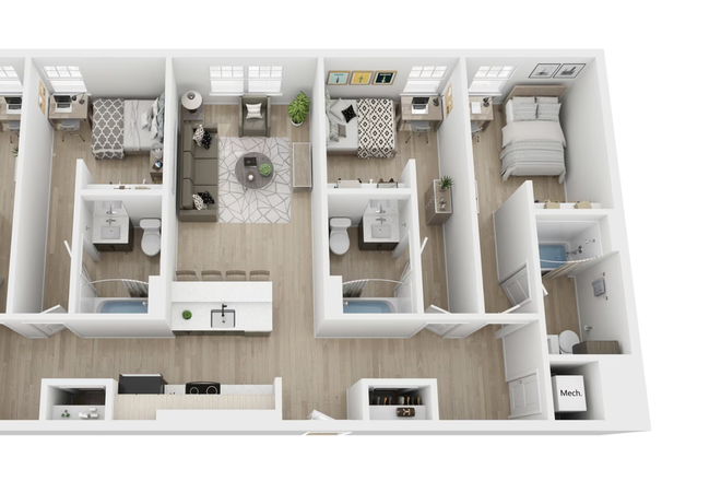 Floor Plan (Individual rooms with bathroom) - LEASE TAKEOVER — FIELDSTONE, UMass Amherst