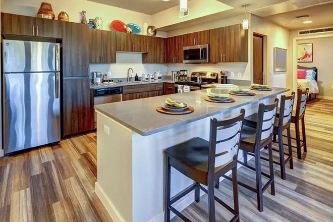Shared Kitchen - Skyview Apartments, Private Bedroom/Bathroom, on NAU Campus