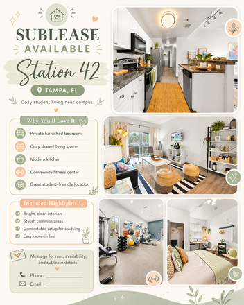Kitchen, living room, and room - Sublease 5 Minutes From USF