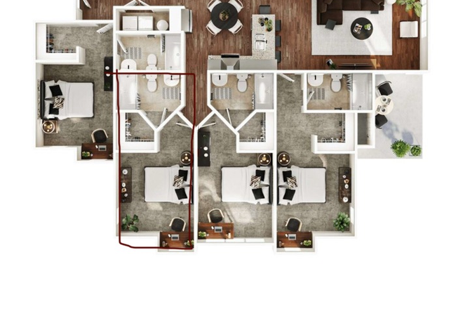 The bedroom encircled is the bedroom listed - Arcadia Student Living