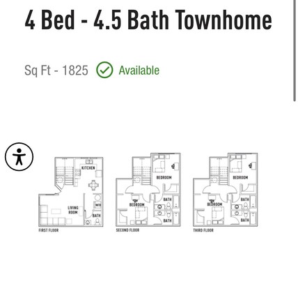 Floor plan of Apartment! - Townhome Close To Campus 4bed, 4.5bath GIRL ONLY!