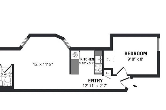 Floorplan - UES 2 Bed 1 Bath Apartments