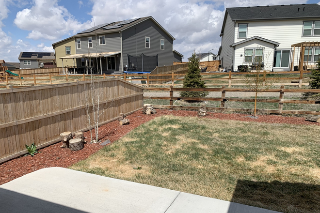 backyard with lawn and patio - A ranch house built in 2020 close to VA and Anschutz