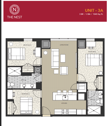 Unit Floor Plan - Tenant would be staying in Unit A - En-suite private bathroom room 10 minute walk from campus in the Nest