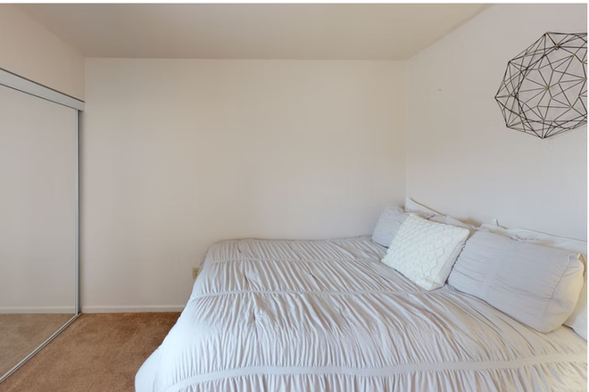 This is an example of how the part of the room looks (minus the completed bed and clothes). More photos can be provided as requested. - The Village at Chandler Crossings Apartments