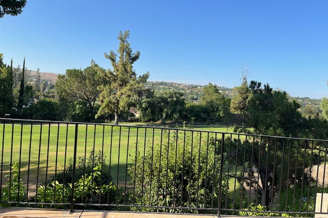 golf course view from back patio - Luxury on a budget, save on room/ board and transportation. Two beds/ 1bath, on golf  course