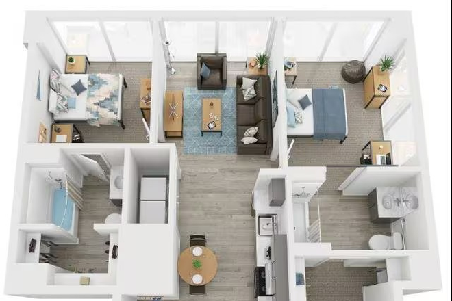 life-tower-houston-tx-two-bedroom - Life Tower - Available now to July - 14th-floor Bedroom in 2BR Apt