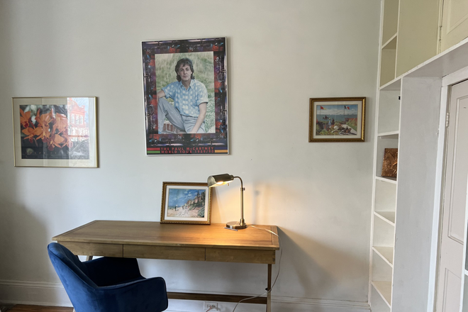 Living Room large desk, compy chair and lamp - Charles Village Second Floor Charming 2BR Apartments