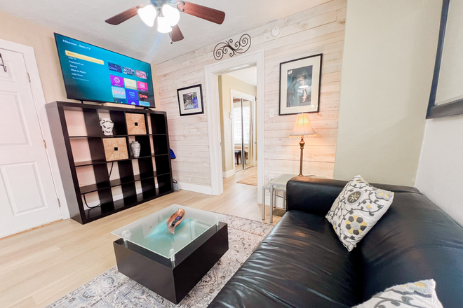 Living room with Roku TV - 1-Bedroom Apt - Fully Furnished With Everything You Need