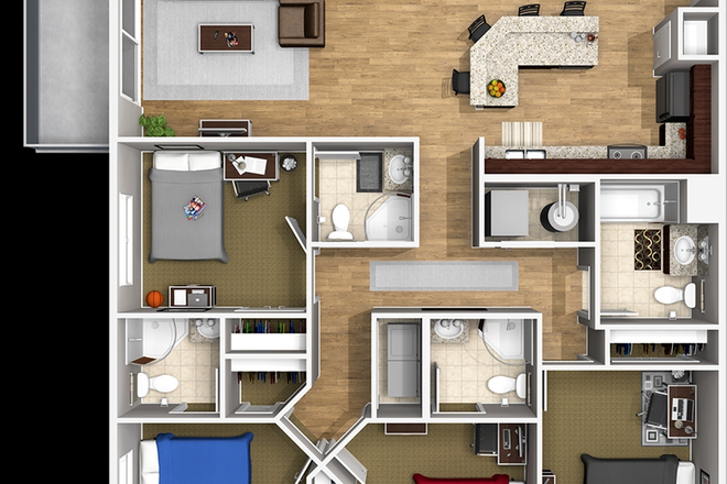 Apartment Floorplan - Lotus Apartments, Walk to Campus!