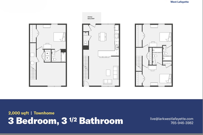 Floor Plan: Bedroom A - Lark West Lafayette Townhomes
