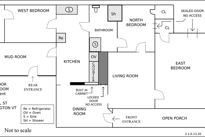 floor plan - 3 BEDROOM, 1 BATH $2450.00 1st floor walk to downtown Apartments