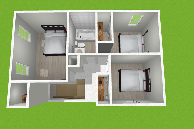 3D floor plan - Townhouse  3 Bed / 1.5 Bath