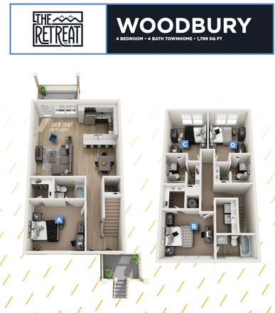 Bedroom B! - The Retreat at USF Townhome