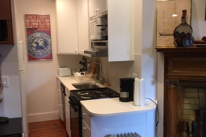 kitchen/fireplace - Lovely, fully-furnished Harvard Square condo