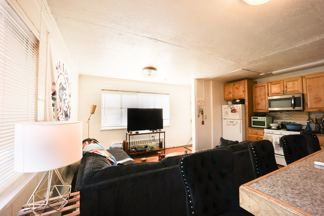 kitchen/living room - Amazing apartment at College Place, 5 minute from campus, 2 minute walk from the hill