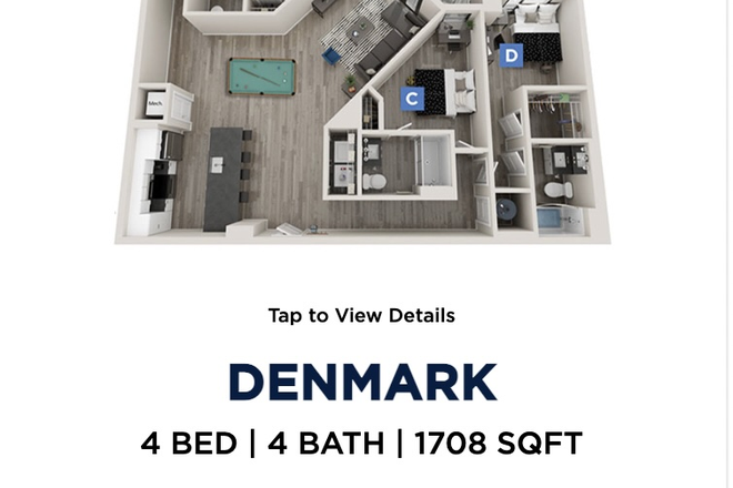 4x4 Apartment: Pool Table, Balcony Included, 3 Male roommates - The Standard College Park Apartments