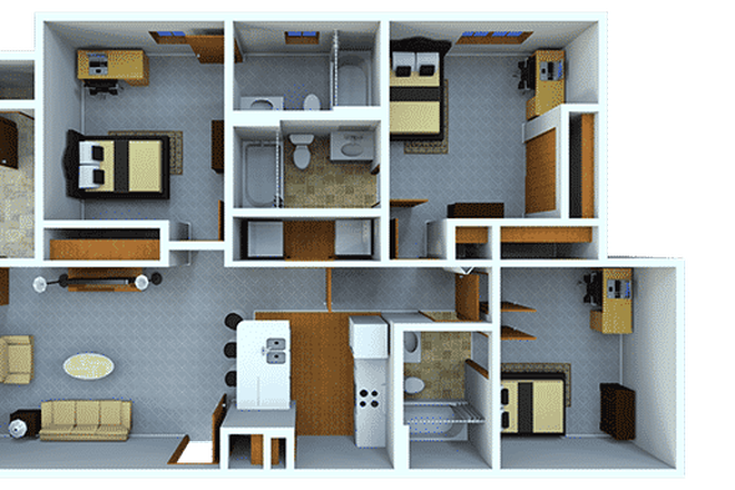 3 by 3 standard layout (room closest to door) - Samford Square Summer sublet May to July Apartments