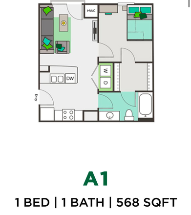 Floor Space - Single Bedroom Apartment